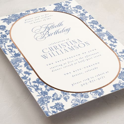 This is a provincial holiday party invitations with foil pressed by Jenna Holcomb called formally printing on signature in standard