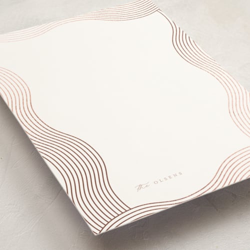 This is a blush personalized stationery thank you cards with foil pressed by fatfatin called waves printing on signature in 5x7