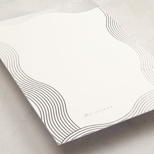 This is a stone personalized stationery thank you cards with foil pressed by fatfatin called waves printing on signature in 5x7