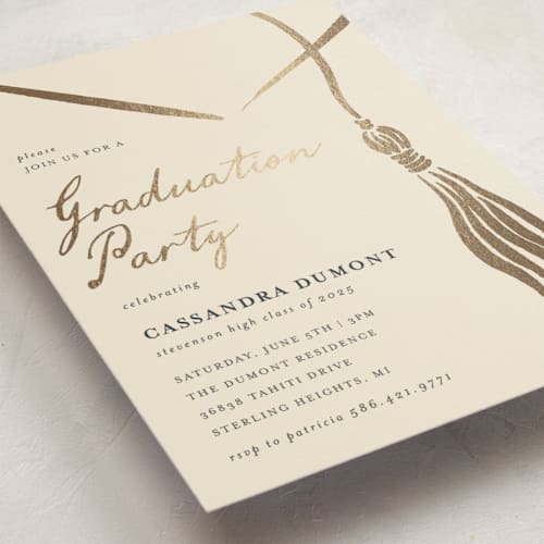 This is a ink graduation invitations with foil pressed by Jamie Alexander called inked printing on signature in standard