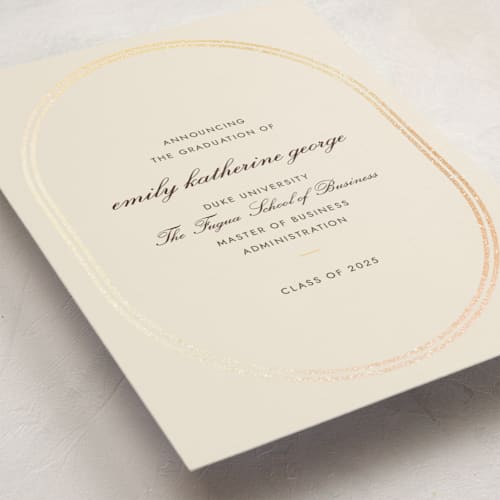 This is a melon graduation announcements with foil pressed by Megan Davis called toast the grad printing on signature in standard