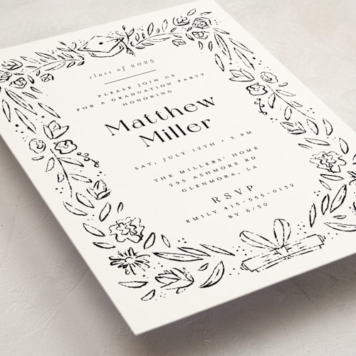 This is a ink graduation invitations with standard by Darryl Don Doctor called hand-drawn grad frame printing on signature in standard