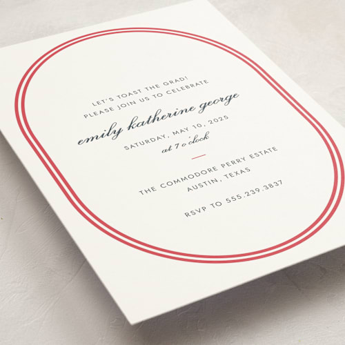 This is a cherry graduation invitations with standard by Megan Davis called bocce printing on signature in standard