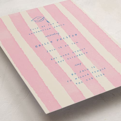 This is a cherry blossom graduation invitations with standard by Jessica Yeo called daydreams and doodles printing on signature in standard