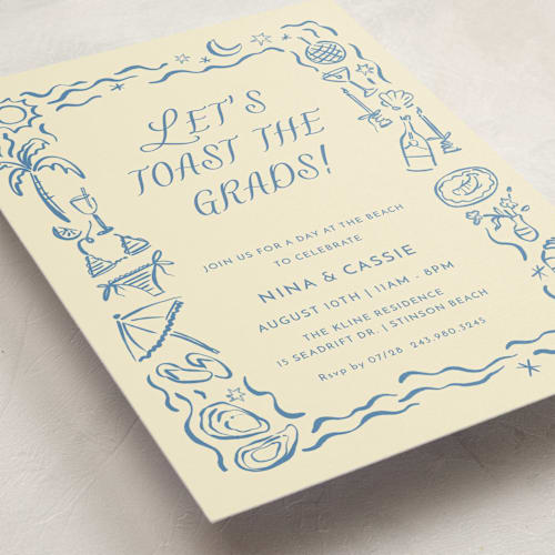This is a sea graduation invitations with standard by Pati Cascino called on the coast printing on signature in standard