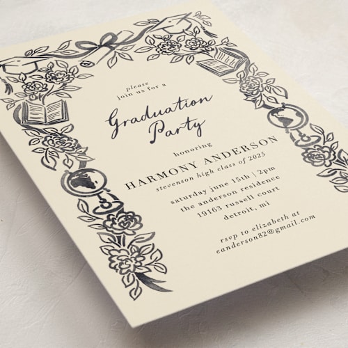 This is a ink graduation invitations with standard by Jamie Alexander called future in bloom printing on signature in standard