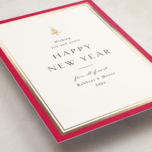 This is a poinsettia business holiday cards with foil pressed by Amy Kross called edged printing on signature in standard