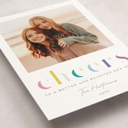 This is a funfetti gloss press holiday cards with gloss press by Lisa McLean called deconstructed cheers printing on signature in standard