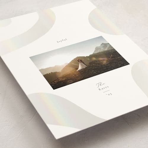 This is a smokey sage gloss press holiday cards with gloss press by Ana Sharpe called shimmer geo printing on signature in standard