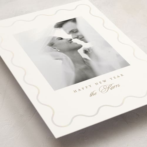 This is a pearl gloss press holiday cards with gloss press by Ana Sharpe called ethereal joy printing on signature in standard