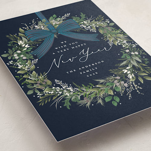 This is a winter berry foil pressed holiday cards with foil pressed by Susan Moyal called festive holiday printing on signature in standard