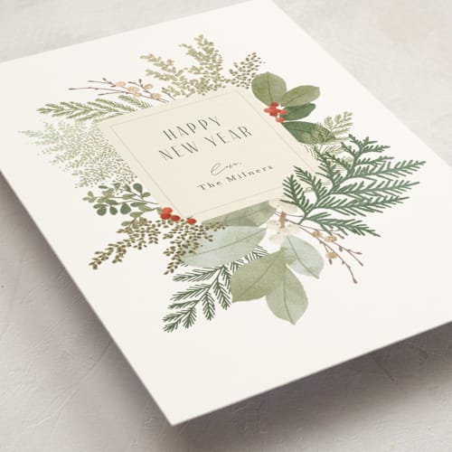 This is a starlight foil pressed holiday cards with foil pressed by Jennifer Wick called juniper printing on signature in standard