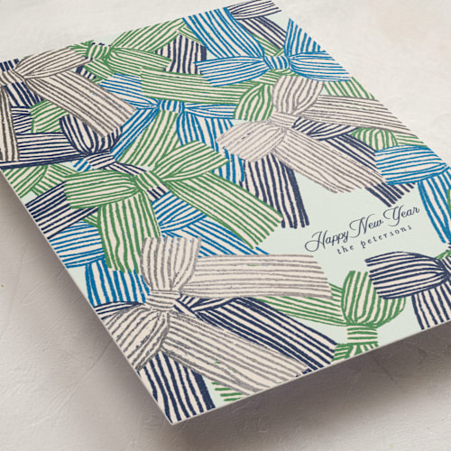 This is a lake foil pressed holiday cards with foil pressed by Anna Elder called bunch of bows printing on signature in standard