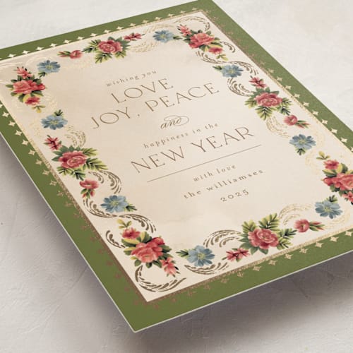 This is a parchment met with foil pressed by Chris Griffith called holiday brocade printing on signature in standard