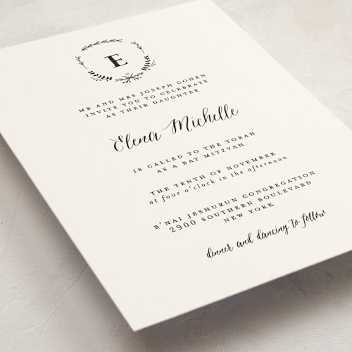 This is a mint bar mitzvah bat mitzvah invitations with standard by Susan Brown called always printing on signature in standard
