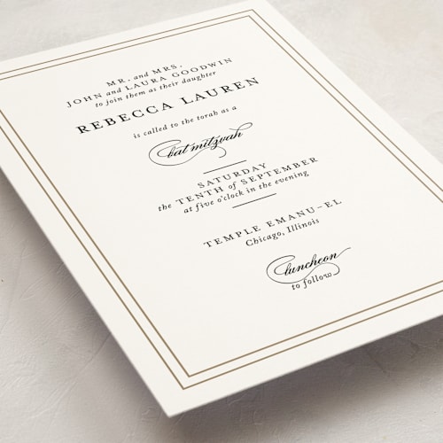 This is a golden rod bar mitzvah bat mitzvah invitations with standard by Kimberly FitzSimons called eloquence printing on signature in standard