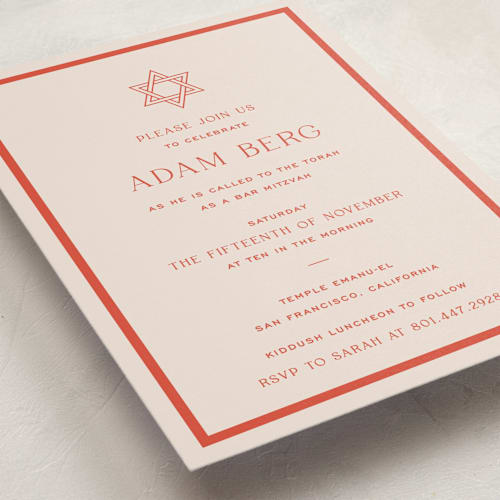 This is a verona sunset bar mitzvah bat mitzvah invitations with standard by Megan Davis called racquet printing on signature in standard