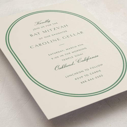 This is a vine bar mitzvah bat mitzvah invitations with standard by Megan Davis called bocce printing on signature in standard