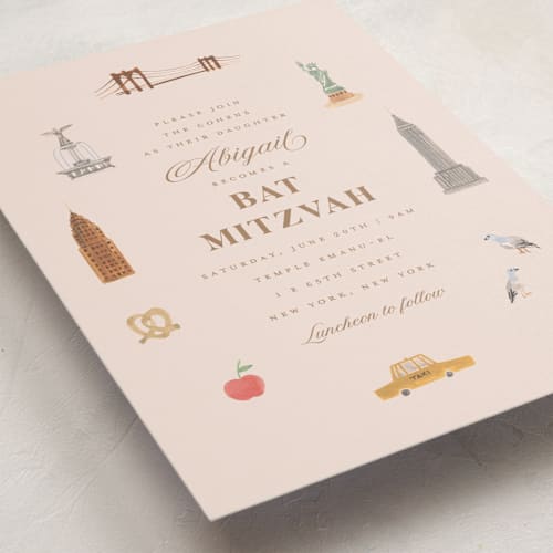 This is a petal bar mitzvah bat mitzvah invitations with standard by Teju Reval called painted nyc printing on signature in standard