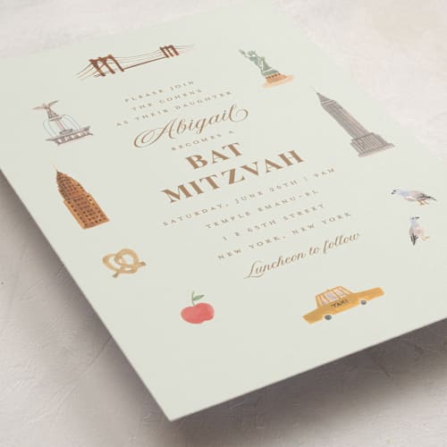 This is a forest bar mitzvah bat mitzvah invitations with standard by Teju Reval called painted nyc printing on signature in standard