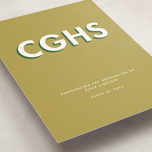 This is a dijon graduation announcements with standard by mo kelley called bold initials printing on signature in standard