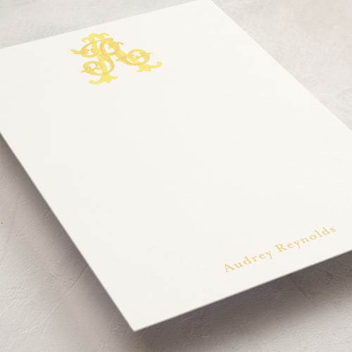 This is a daisy personalized stationery thank you cards with standard by Jenna Holcomb called new orleans crest printing on signature in 5x7