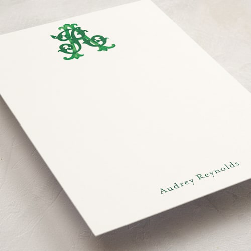This is a evergreen personalized stationery thank you cards with standard by Jenna Holcomb called new orleans crest printing on signature in 5x7
