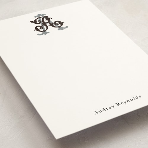 This is a ebony personalized stationery thank you cards with standard by Jenna Holcomb called new orleans crest printing on signature in 5x7