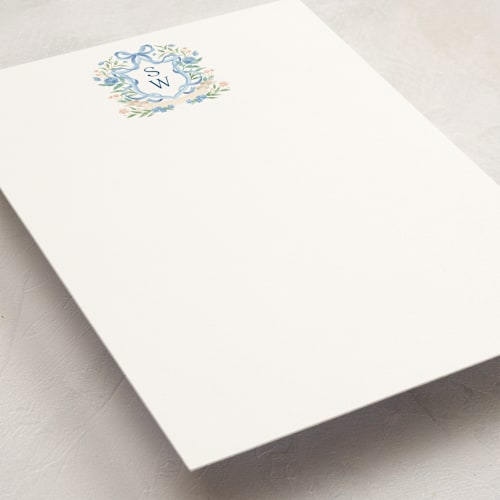This is a bluebell personalized stationery thank you cards with standard by Elly called atlanta crest printing on signature in 5x7