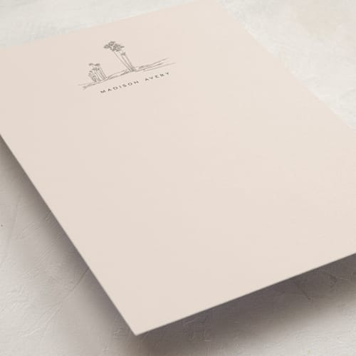 This is a sand personalized stationery thank you cards with standard by Owl and Toad called sandscape printing on signature in 5x7