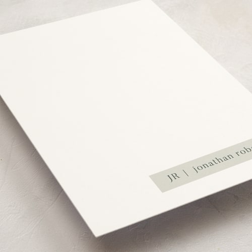 This is a sage personalized stationery thank you cards with standard by Stacy Maalouf called minimalist tag printing on signature in 5x7