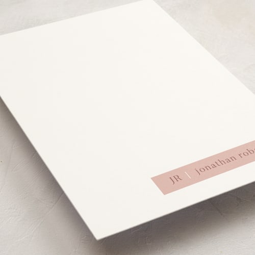 This is a blush personalized stationery thank you cards with standard by Stacy Maalouf called minimalist tag printing on signature in 5x7