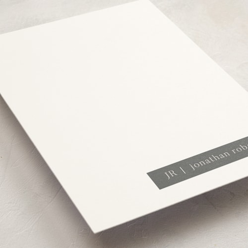 This is a charcoal personalized stationery thank you cards with standard by Stacy Maalouf called minimalist tag printing on signature in 5x7