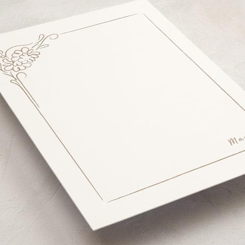 This is a sand personalized stationery thank you cards with standard by Mahsa Majidy called marta printing on signature in 5x7