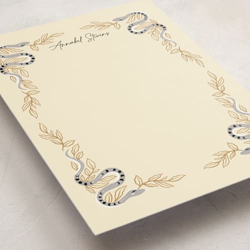This is a mist personalized stationery thank you cards with standard by Hanna Symonovych called moon snakes printing on signature in 5x7