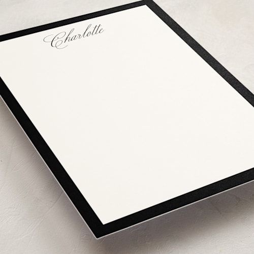 This is a onyx personalized stationery thank you cards with standard by Pixel and Hank called highline printing on signature in 5x7