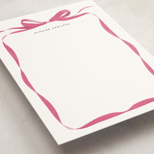 This is a candy personalized stationery thank you cards with standard by Olivia Kanaley Inman called bow printing on signature in 5x7