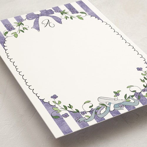 This is a lavender personalized stationery thank you cards with standard by Kamala Nahas called disney princess cinderella dress up printing on signature in 5x7