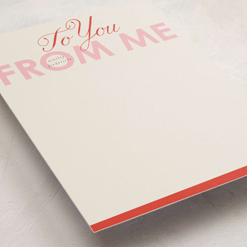 This is a strawberry personalized stationery thank you cards with standard by Jackie Crawford called to you from me printing on signature in 5x7