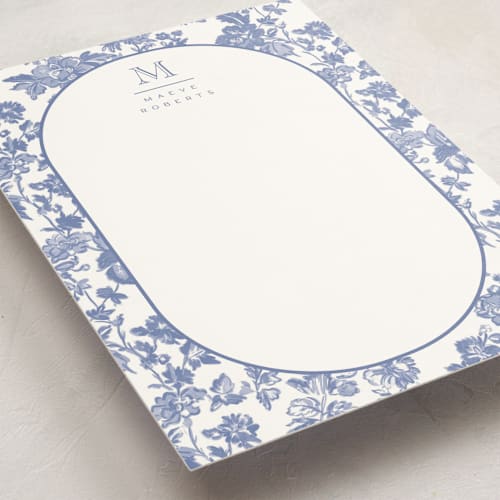 This is a provincial personalized stationery thank you cards with standard by Jenna Holcomb called toile printing on signature in 5x7