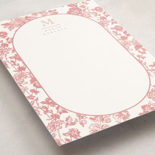 This is a rose personalized stationery thank you cards with standard by Jenna Holcomb called toile printing on signature in 5x7