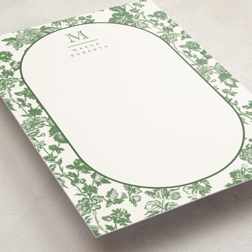 This is a ivy personalized stationery thank you cards with standard by Jenna Holcomb called toile printing on signature in 5x7