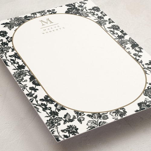 This is a noir personalized stationery thank you cards with standard by Jenna Holcomb called toile printing on signature in 5x7