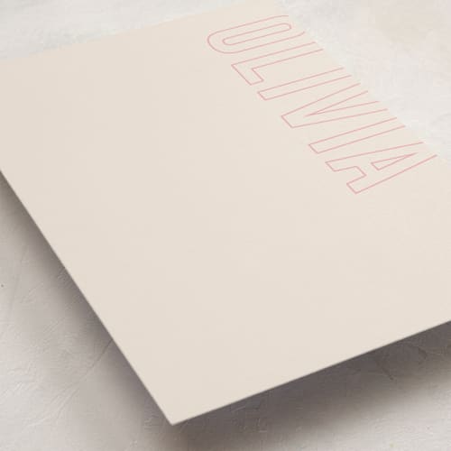 This is a cream personalized stationery thank you cards with standard by Ilene Guy called big name printing on signature in 5x7