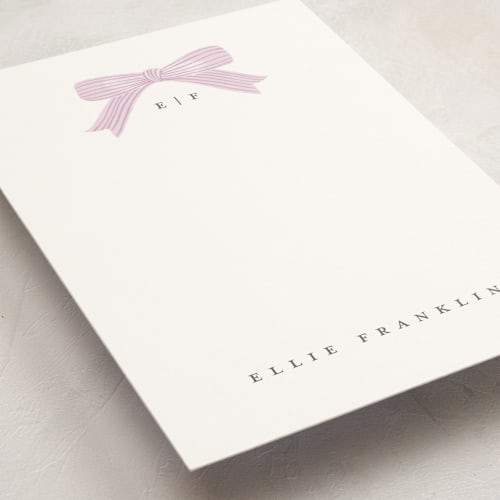 This is a lavender personalized stationery thank you cards with standard by Paper Raven Co. called delicately printing on signature in 5x7