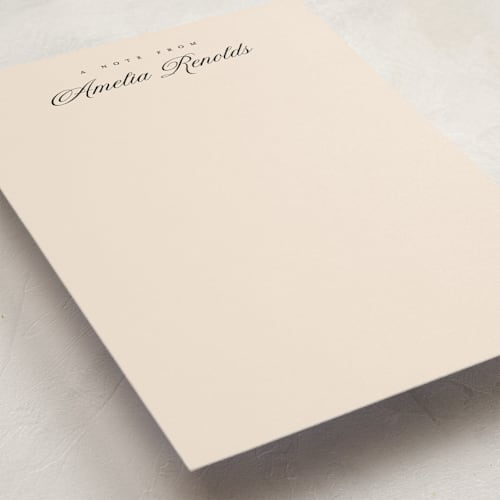 This is a cream personalized stationery thank you cards with standard by Pixel and Hank called minimal elegance printing on signature in 5x7