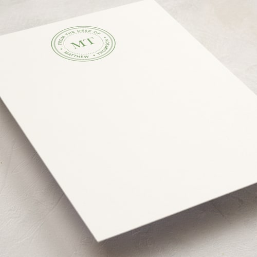 This is a grass personalized stationery thank you cards with standard by Amber Podratz called initials seal printing on signature in 5x7