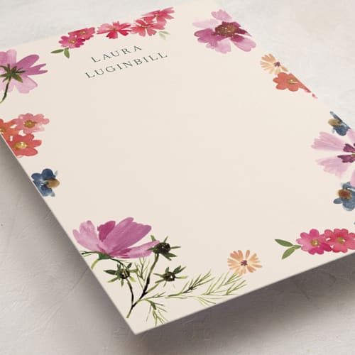 This is a peony personalized stationery thank you cards with standard by Alethea and Ruth called wildflowers printing on signature in 5x7