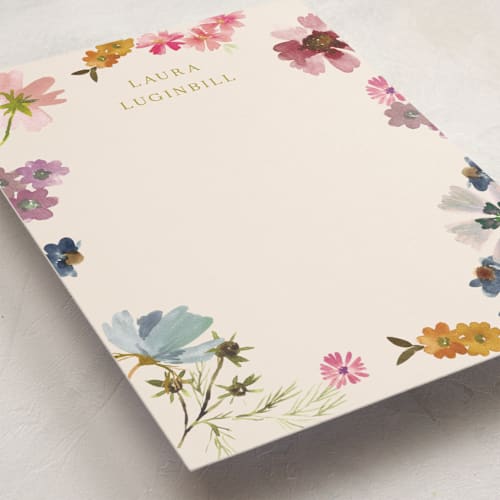 This is a garden personalized stationery thank you cards with standard by Alethea and Ruth called wildflowers printing on signature in 5x7