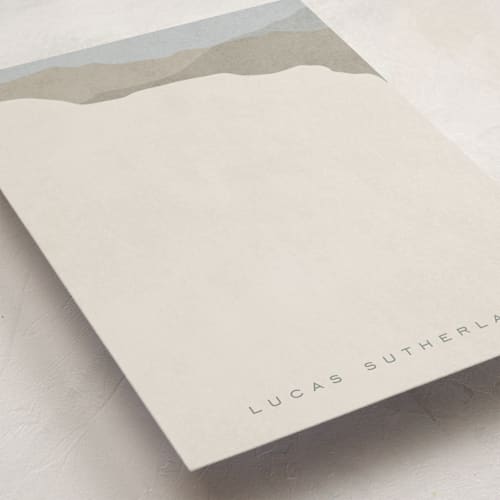 This is a stone personalized stationery thank you cards with standard by Erin German called mountain view printing on signature in 5x7